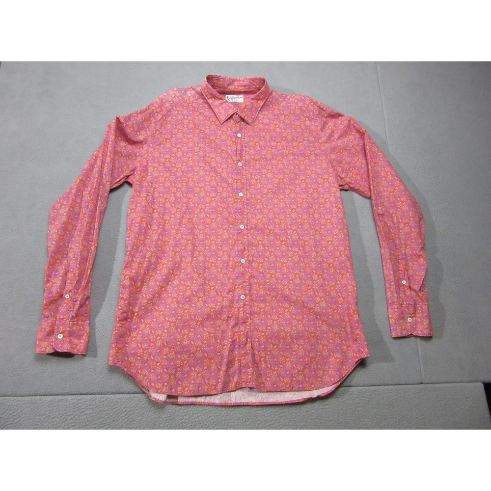 Bevilacqua Shirt Mens XL Red Floral Long Sleeve Italy Button Down Designer